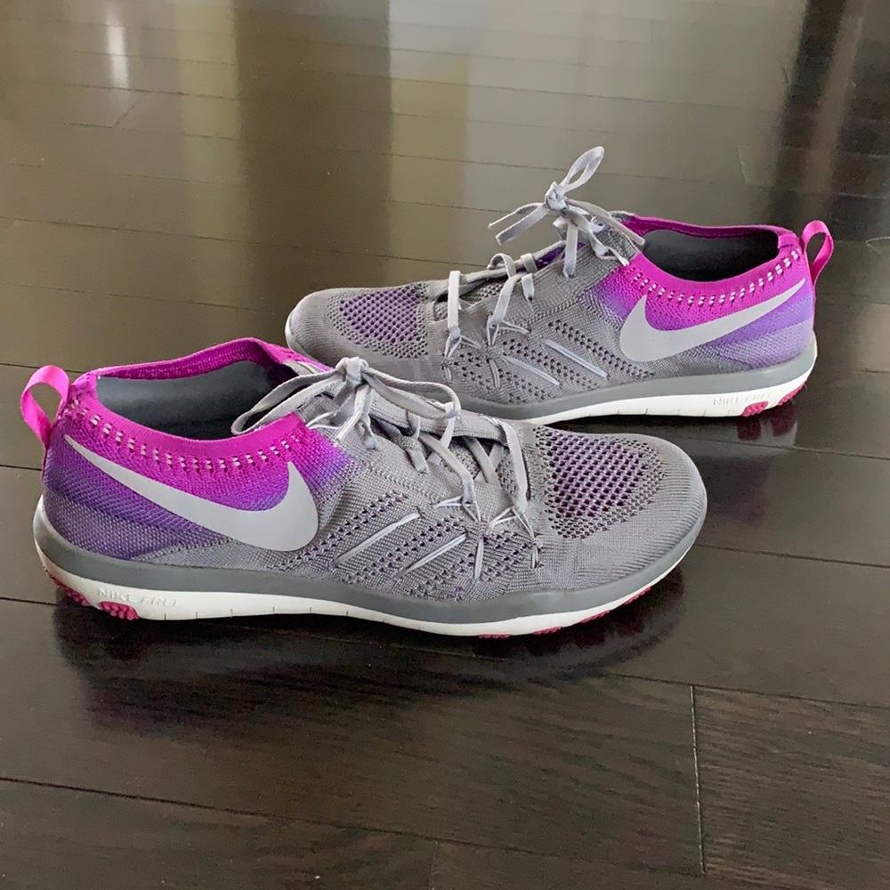 Nike Free TR Focus Flyknit 844817-003 Womens Training Shoes Gray & Purple